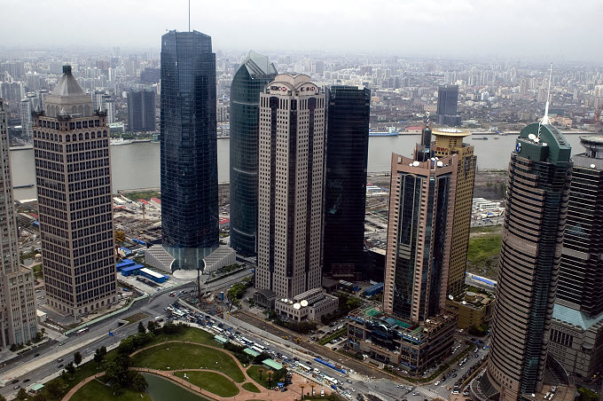 Pudong, Szanghaj - zestaw wieżowców - zdjęcia z Chin
